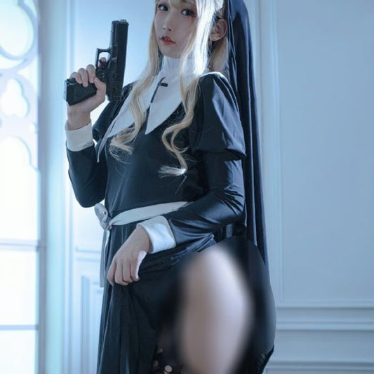 背後露出の禁欲シスターコスプレセット 修道女コスチューム【歪萌舍】
