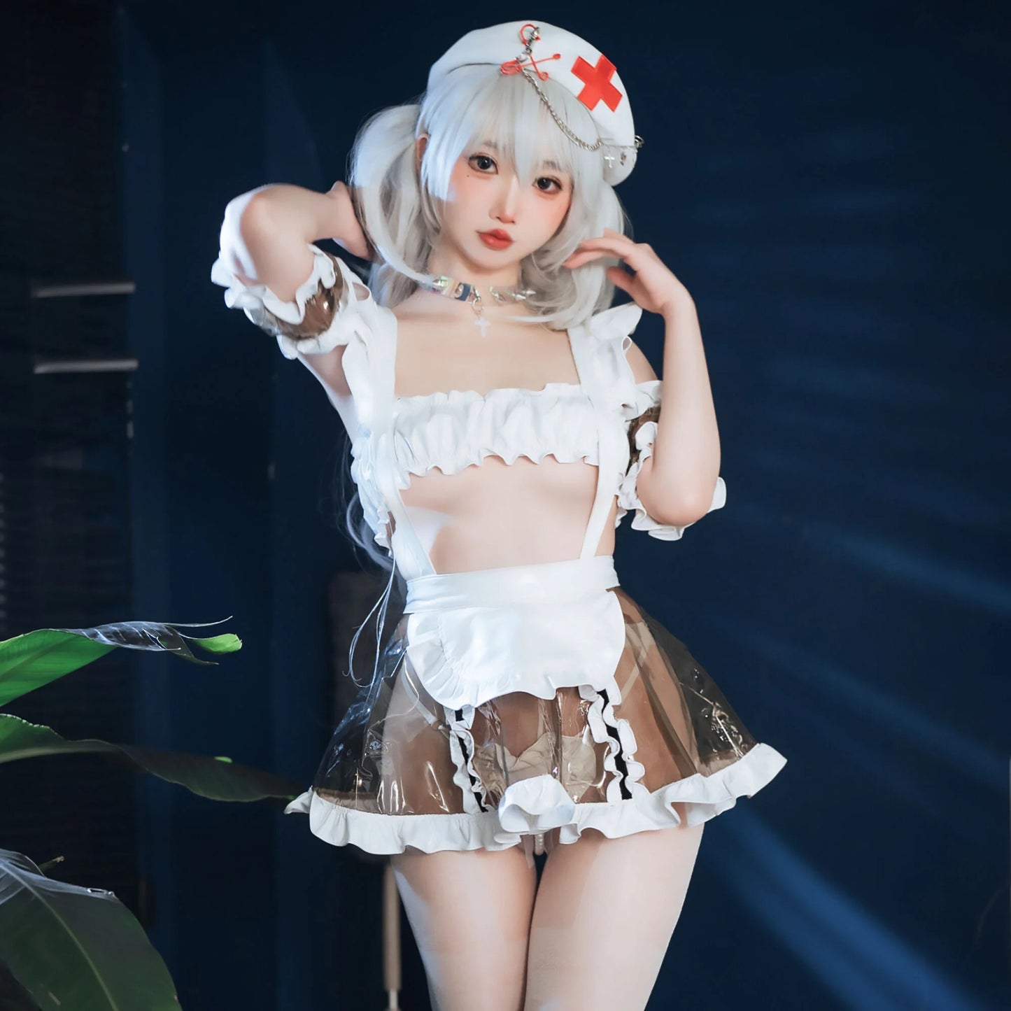 ゆめかわいいグレークリアサイバー風メイド服【Paloli】