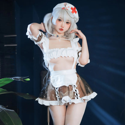 ゆめかわいいグレークリアサイバー風メイド服【Paloli】