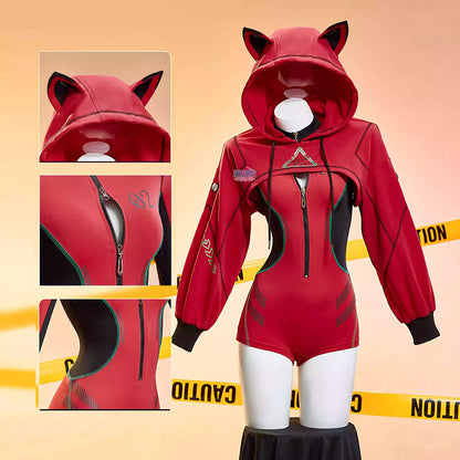 【プラグスーツの密着感】EVAアスカサイバーパンクテックウェア 猫耳フード【Cosplay-FM】