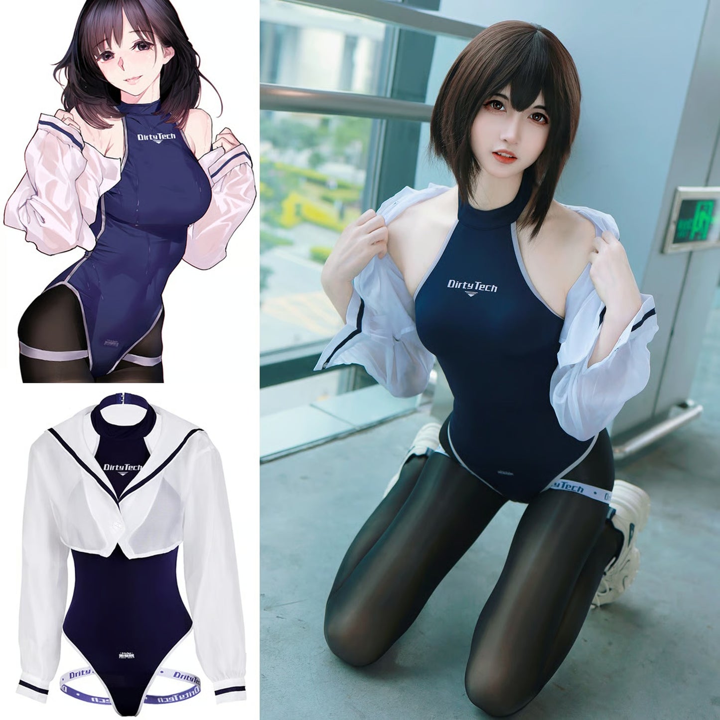 透けセーラー 競泳水着 コスプレ シースルー エロ可愛い 正面