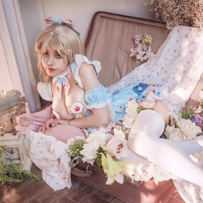 不思議の国のアリス風ロリータメイドコスプレ かわいいパステルカラー アリス風コスチューム【晩安魔法】
