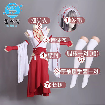 Chowbieデザイン レザー束縛ハーネスインナーの和装巫女風コスプレ【歪萌舍】