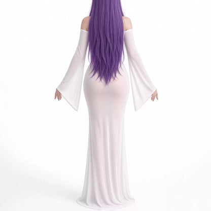 総シースルーゴースト娘コスプレ 丸透け幽霊娘オフショルダーロングドレス 【火華家】