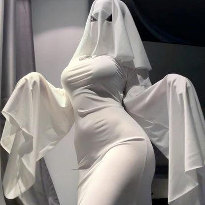 エロい幽霊娘タイトワンピースコスプレ 頭巾付き【火華家】