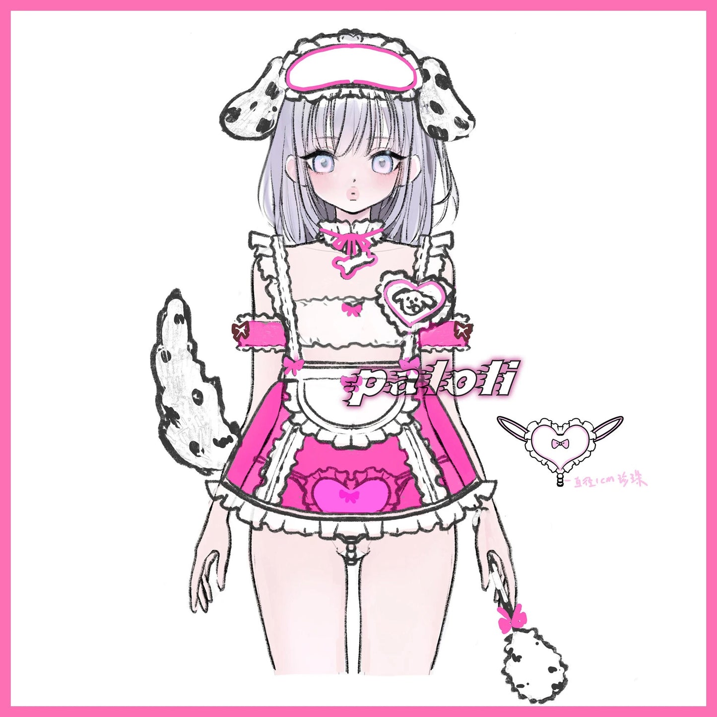 ゆめかわいいピンククリアサイバー風メイド服【Paloli】
