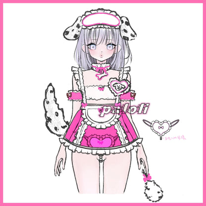 ゆめかわいいピンククリアサイバー風メイド服【Paloli】
