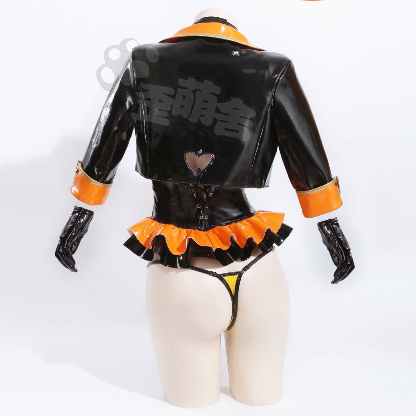 左藤空気 ケガレボシ コスプレ エナメル レオタード 背面 オレンジ 黒塚ありさ