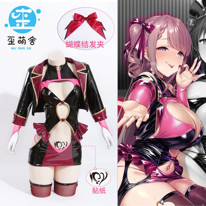 左藤空気 ケガレボシ コスプレ エナメル レオタード 正面 ピンク 白崎心春